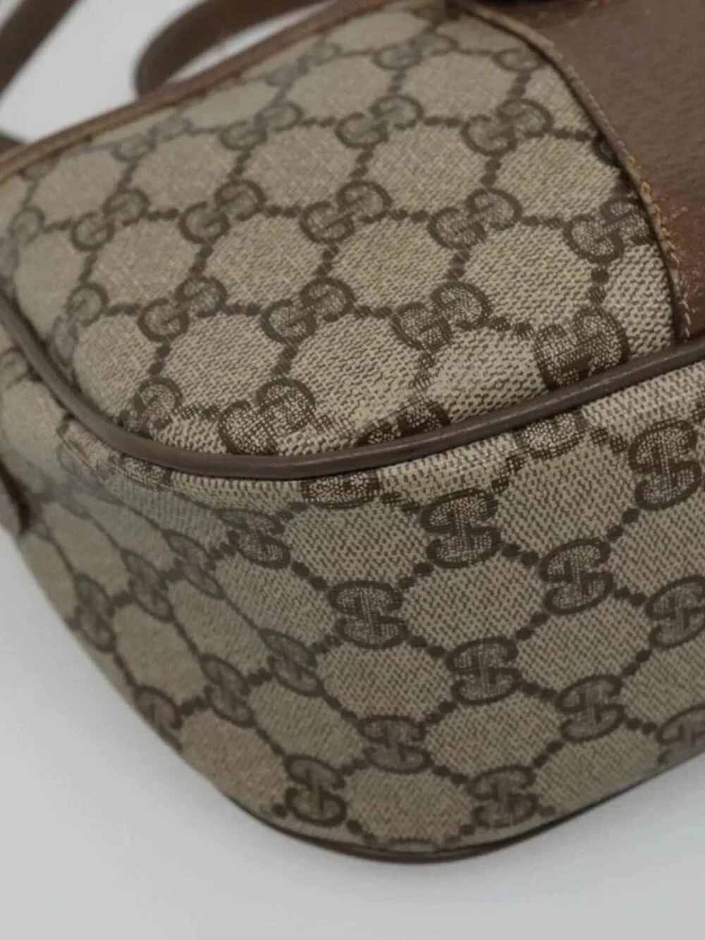 GUCCI GG Supreme Web Sherry Line Bag PVC Beige Gold - Picture 4 of 16